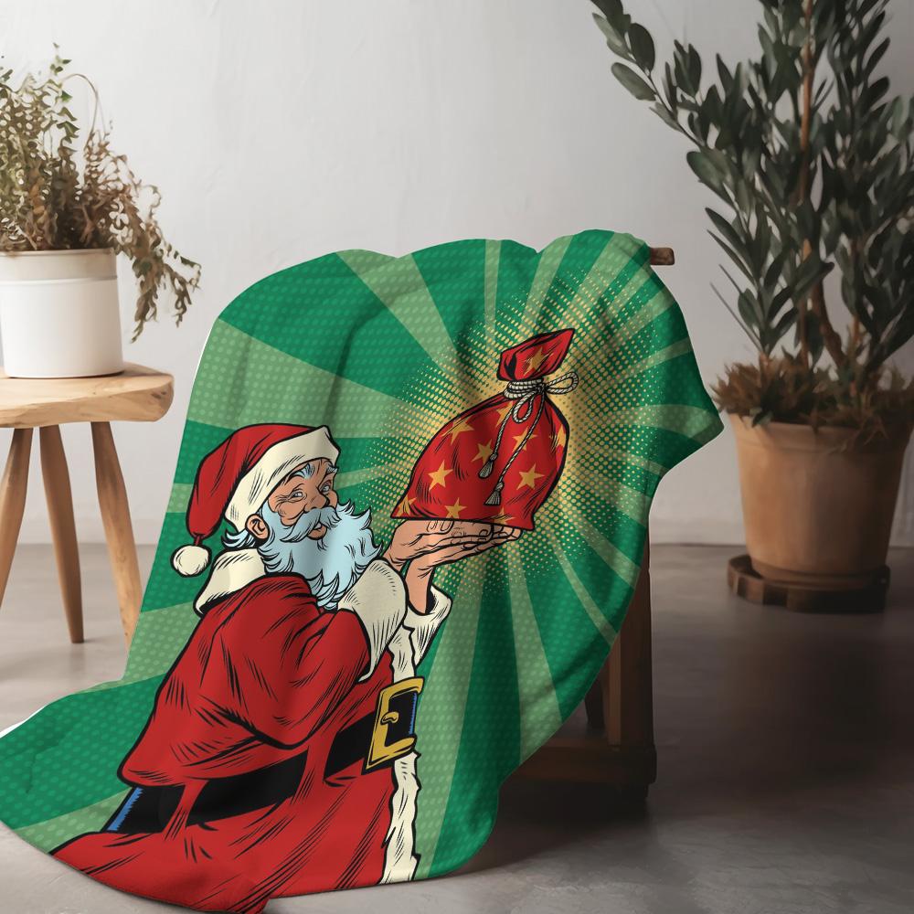 

Santa Claus Throw Blanket Cozy Christmas Gift Holiday Decor Festive Home Accent Warm Fuzzy Bedspread Soft Throw 75x90cm