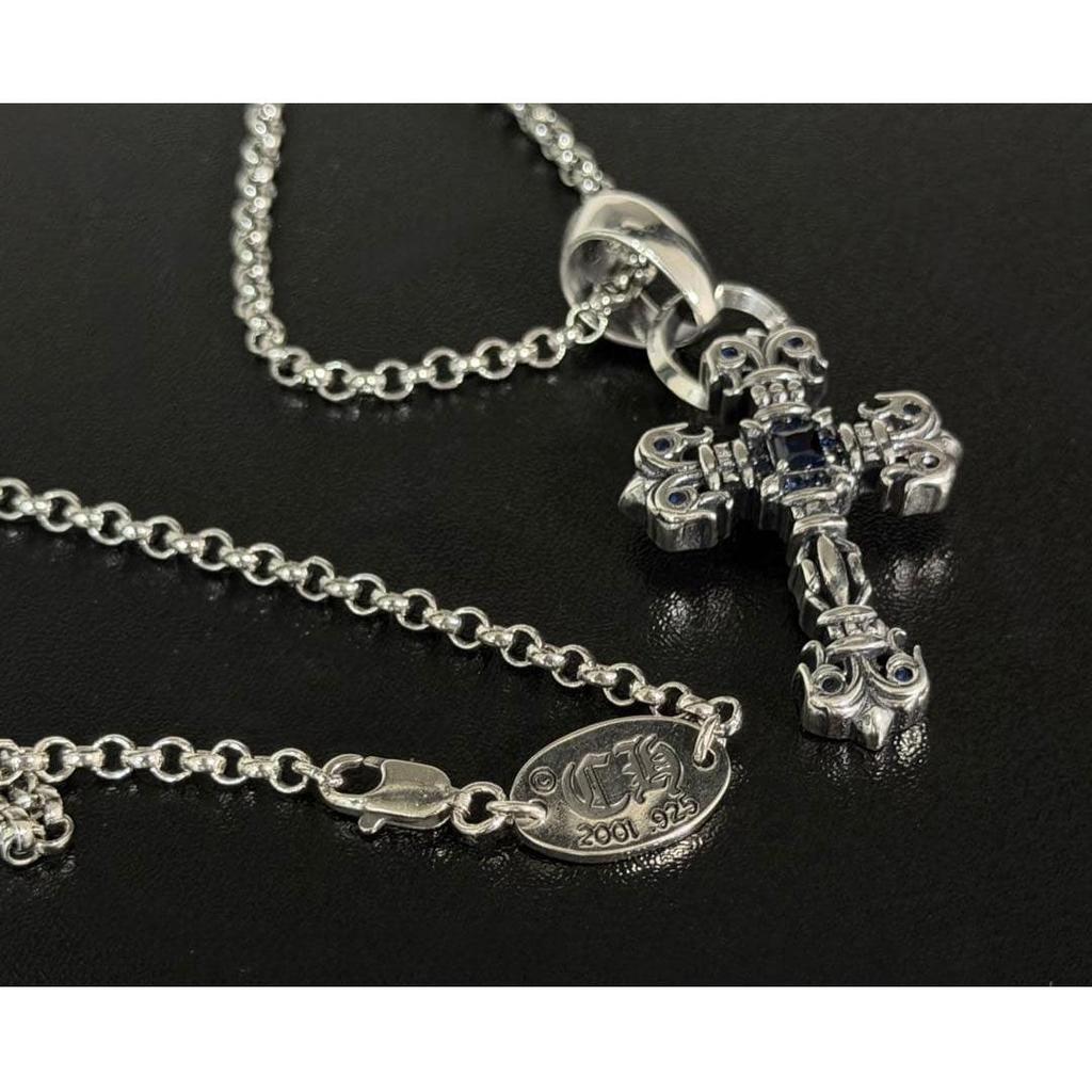Used Necklace Silver Tiny Filigree Cross Stamped Silver925