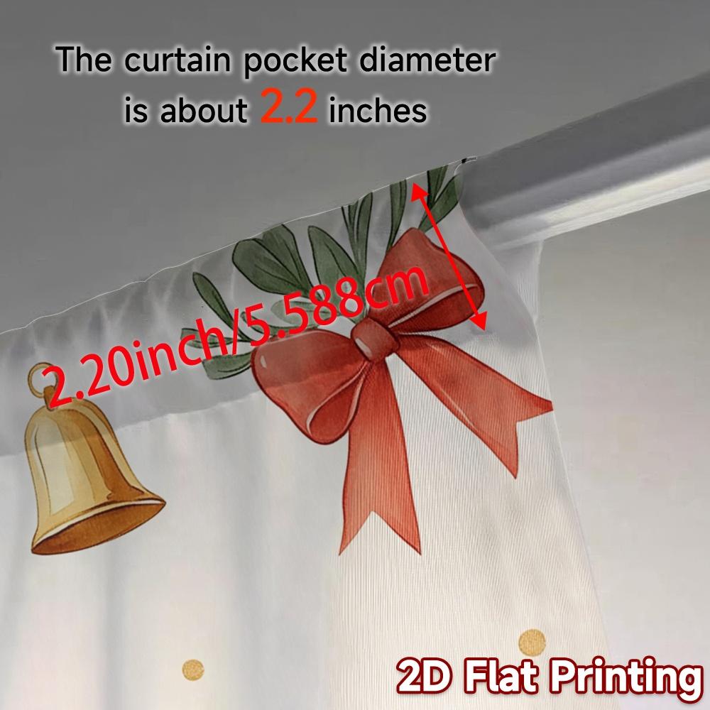 2pcs,Curtains Christmas Bells Ornaments Leaves Bows (2) Chic Curtains&Drapes Polyester Easy Install Curtains Gifts Decorative