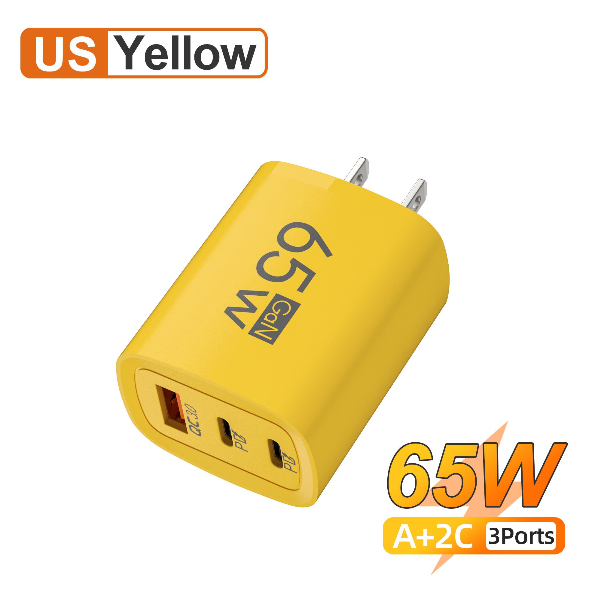 

PD 65 Вт GaN USB A Зарядное устройство Быстрая зарядка Quick Charger 3.0 Зарядное устройство для IPhone 16 15 Samsung Xiaomi Адаптер для мобильного телефона Вилка ЕС США Quadrate-US