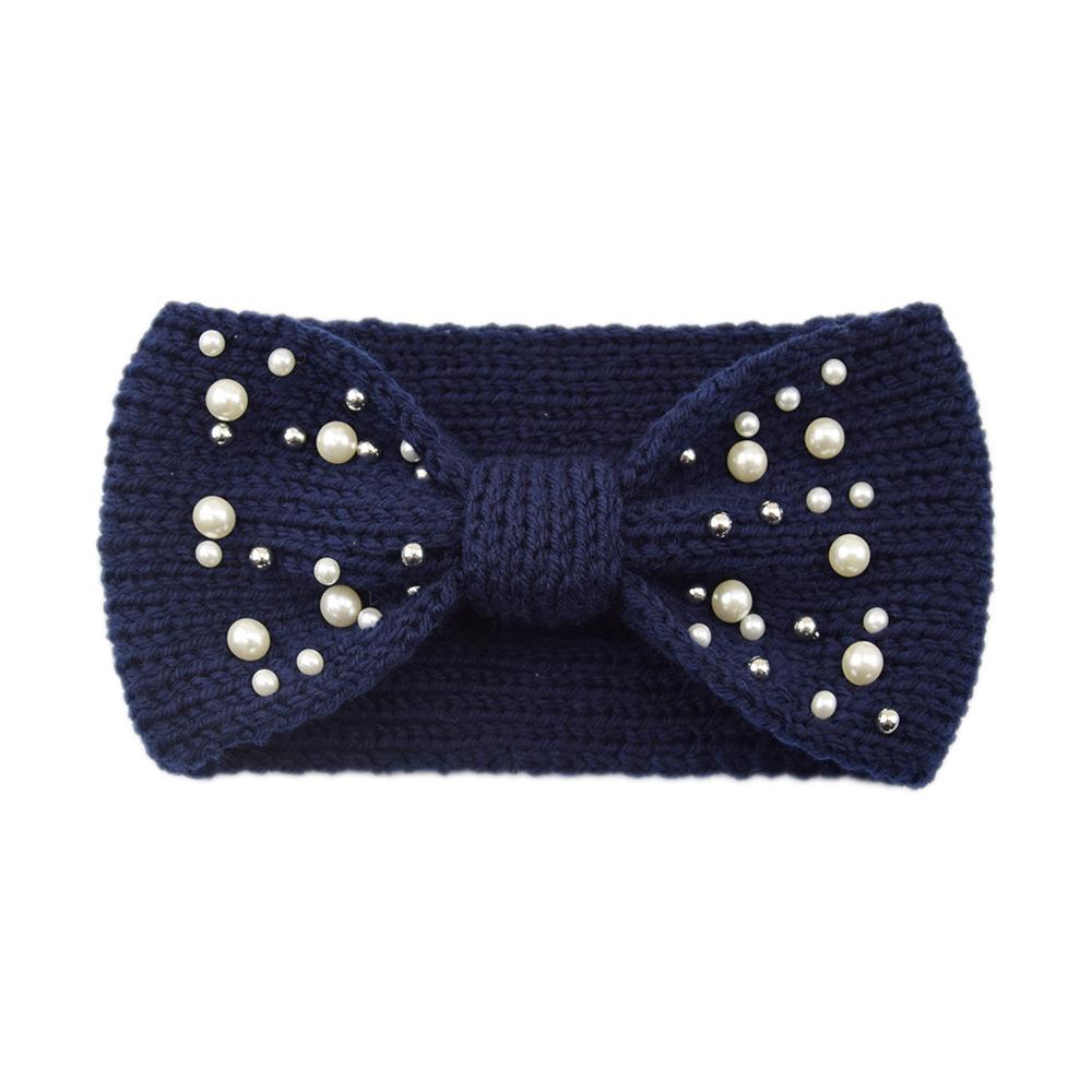 New Wide Bowknot Pearl Headbands For Woman Warm Hairband Elastic Sports Yoga Headwear Girls Hair Band Winter Hair Accessories