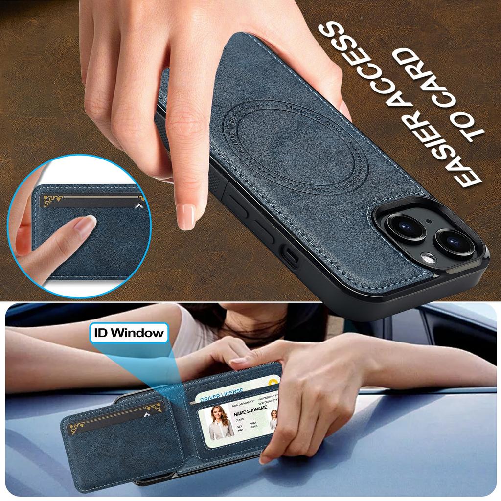 LC.IMEEKE L3 For iPhone 15 Plus Magnetic Case Detachable Card Holder Leather+TPU Mobile Cover