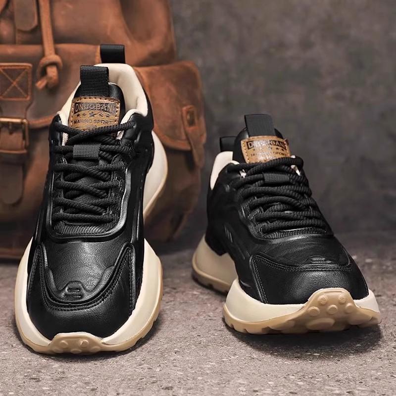 

Новые мужские кроссовки в стиле ретро 2025 года - Мягкая подошва, Повседневные спортивные, Кроссовки для папы с увеличением роста 41 чёрный