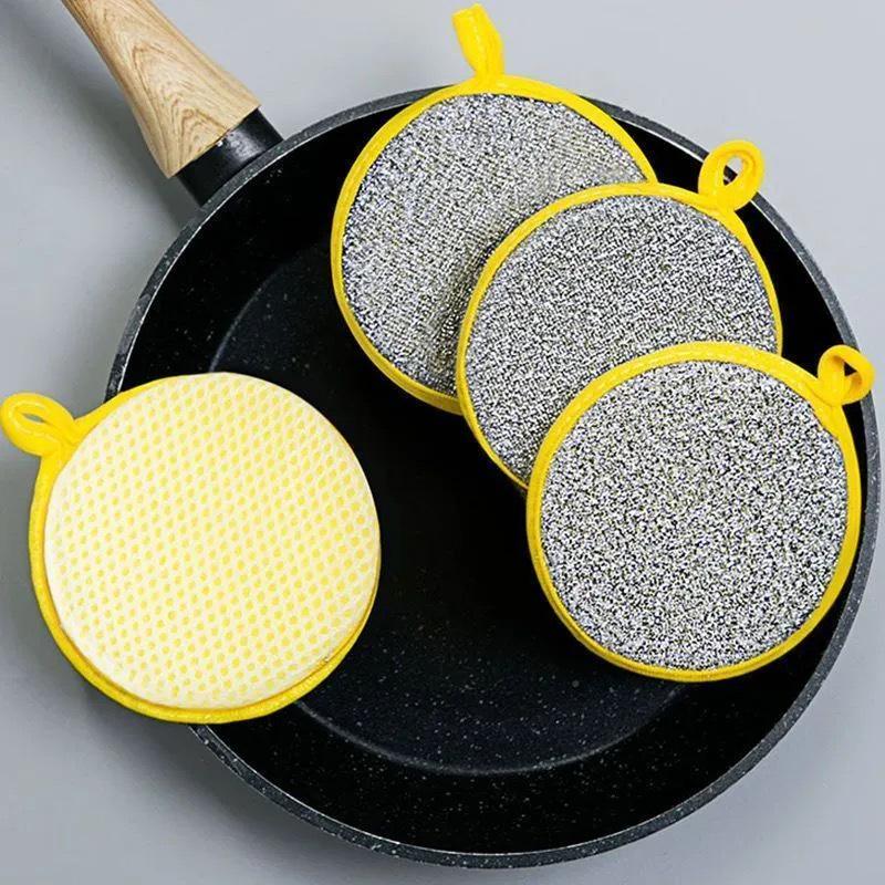

Non-Stick Double-Sided Durable Sponge Pad: Thick Scouring & Dishwashing Eraser Strong Cleaning [3 pcs]
