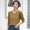 Spring Autumn Women Solid Basic Bottoming T-shirt Female Clothing Fashion Casual Modal Knitted V-Neck Versatile Long Sleeve Top