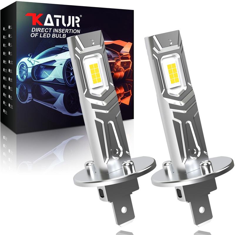 Katur H1 LED Fog Bulbs Canbus 80W 16000LM 6000K White Fanless Halogen Replacement Head Light For Skoda Octavia 2 Running Light H1