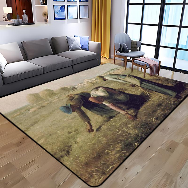 Famous Art Printed Oil Painting Carpet for Living Room Rugs Camping Stranger Things Picnic Mats Anti-Slip E-sports Rug Yoga Mat