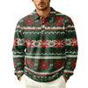Herren Herbst Strickpullover mit Kragen und Tasche, Weihnachtsdruck Langarm Freizeit Oberteil