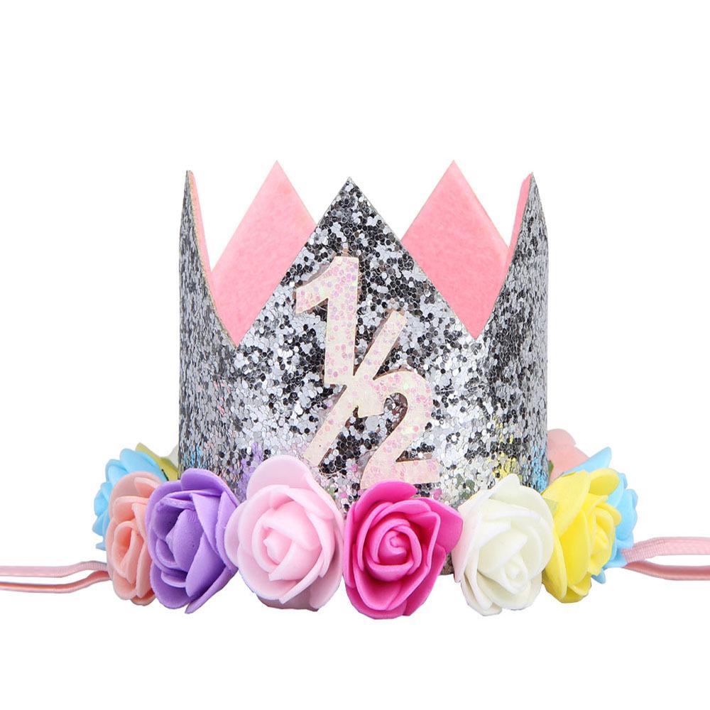 Cross-Border 1st Birthday Crown Headband: Princess Gold & Pink Party Accessory for Girls
