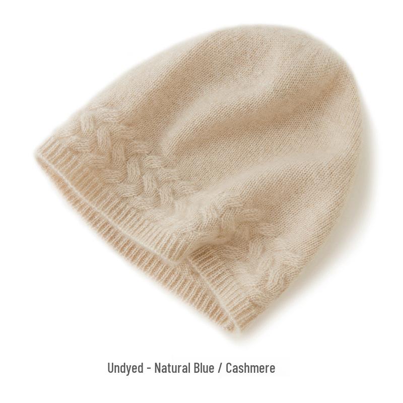 Unisex 100% Pure Cashmere Cable Knit Warm Hat for Autumn/Winter One Size морская волна