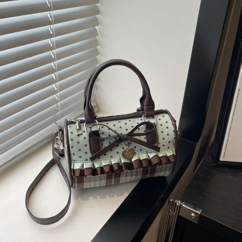 Exquisite Bowler Bag Color-blocked Crossbody Bag Sweet Bow Polka Dot Handbag  Women