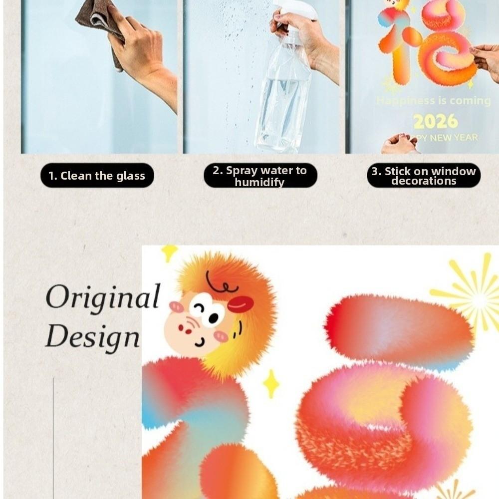 1 Pair Cartoon Electrostatic Stickers Waterproof Spring Festival Glass Stickers  Home Decor