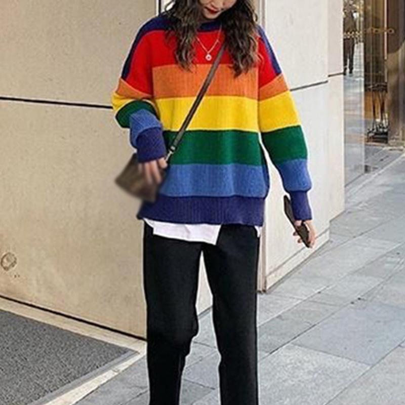 BLENCOT Maglione Donna A Blocchi Di Colore Con Treccia - Scollo Rotondo, Maniche Lunghe, Morbido, Vestibilità Ampia, Taglie S-XXL