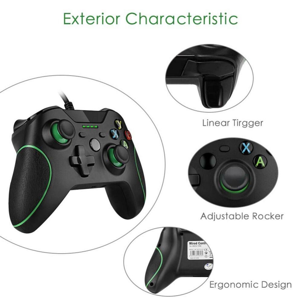 Przewodowy Kontroler Xbox One dla Xbox One/One X/One S i Windows 10 - Gniazdo słuchawkowe 3,5 mm, Podwójna wibracja, Ergonomiczny, Plug-and-Play USB