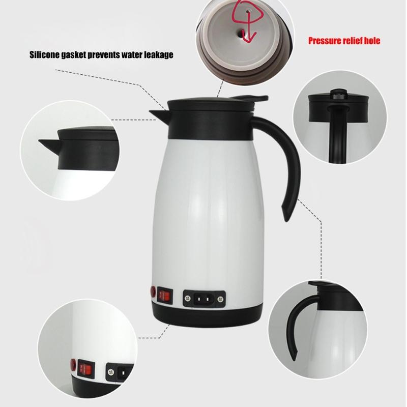 12V 24V Car Electric Kettle 680ml Fast Boil Heating Cup Heated Water Cup For Long Journeys Commuting Convenience