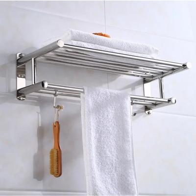 Handtuchhalter aus Edelstahl fürs Badezimmer, Aufbewahrungs-Organizer-Regal, an der Wand montierter Handtuchhalter, Home Hotel-Wandregal für Küche und Bad