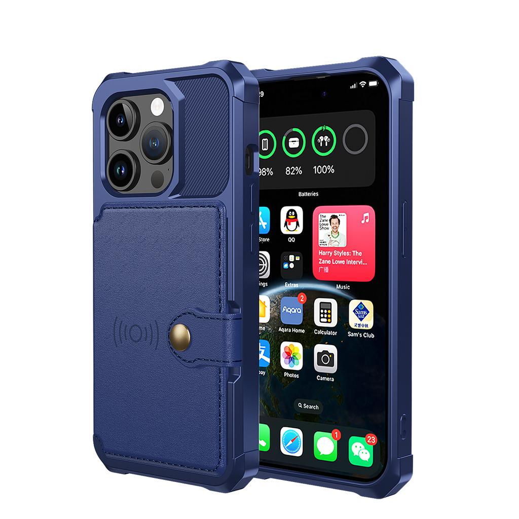 Applicable to iPhone15 mobile phone case, Samsung S24 back cover card bag magnetic suction bracket anti-drop case A05S solid color