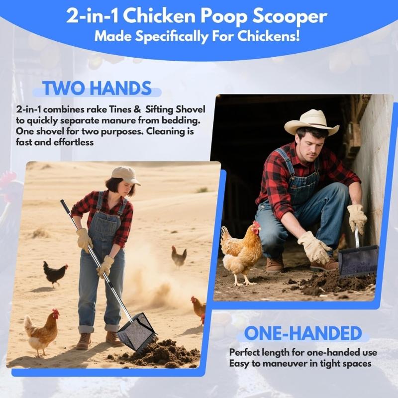 Purpose Metal Manures Scooper Tool For Chicken Coops Grimalkin Litter Sand With Extendable Stainless Handle