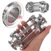 1,5" Tri Clamp Kleeblatt Durchfluss Schauglas Diopter Passend für 38mm Rohr Außendurchmesser SUS 304 Edelstahl Gerades Rohr Schauglas
