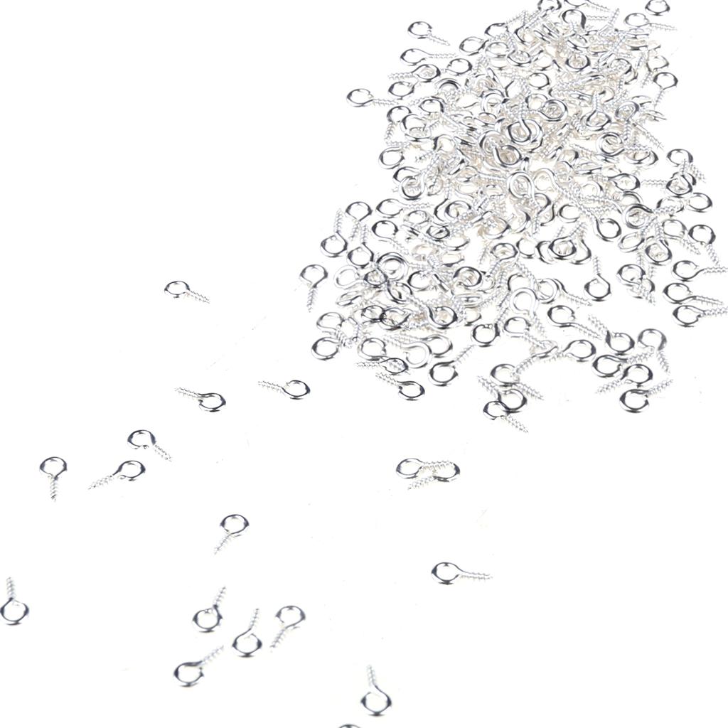 600x Silver Clasps Hook Mini Screws Jewelry Small Screw Eye Pins for DIY Craft