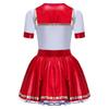 Costum de marinar pentru fete Bloc de culori Patchwork Luciu metalic Gât rotund Mânecă scurtă Cravată detașabilă Rochie bufantă