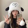 Hat autumn and winter female thermal hat ear protector plush hat versatile thickened cycling puppy big head circumference cold protection