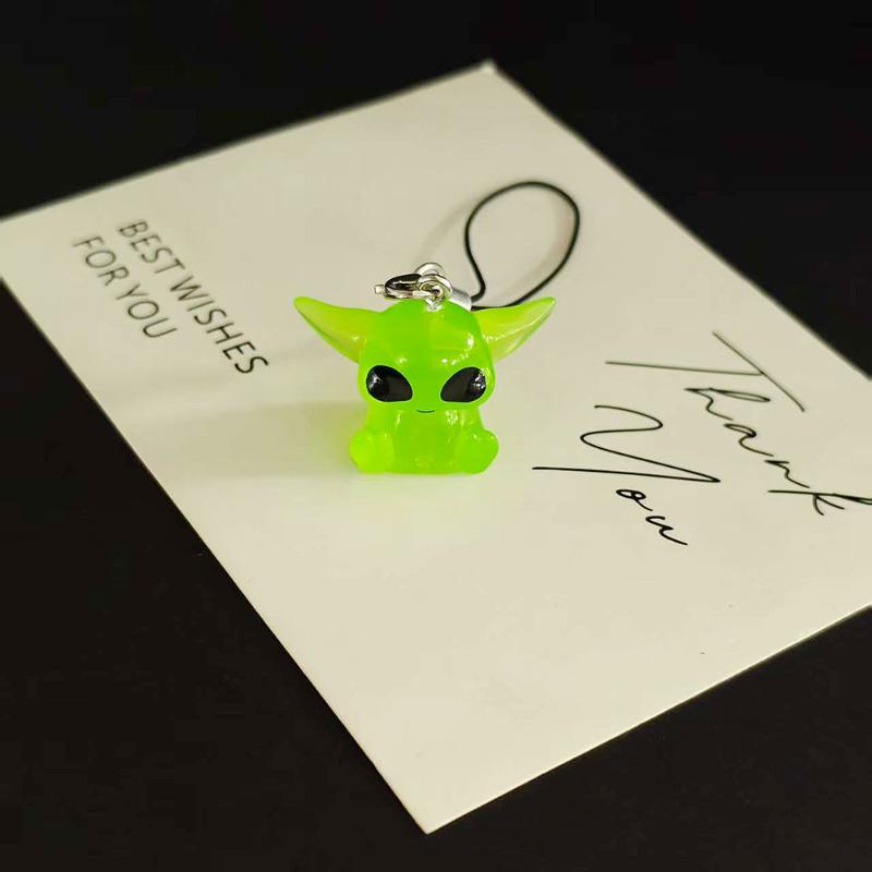 1/4Pcs Luminous Funny Green Alien Lanyard Keychain Resin Charm Mobile Phone Rope Key Chain Backpack Pendants Friend Gifts