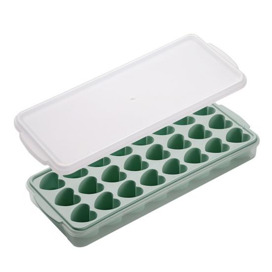 Heart-Shaped Ice Cube Trays Non-Stick Reusable Silicone Ice Mold with Lid Stackable Food-Grade BPA-Free Ice Cube Maker