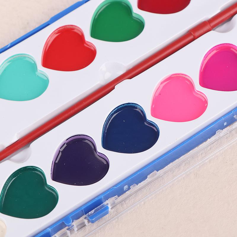 16 Farben Valentinstag Aquarellfarben Set Kunst Malpalette Kit Einzigartiges Herzdesign Basteln Malsets für Anfänger