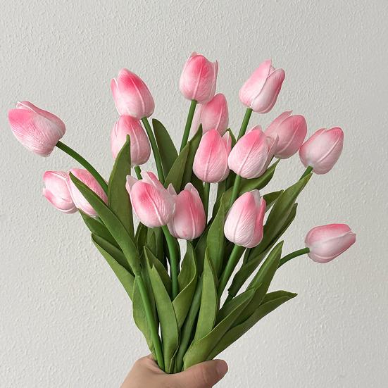 Artificial Tulip Realistic Fake Flower Branch Home Office Wedding Party Table Centerpiece Indoor Outdoor Faux Bloom Decoration