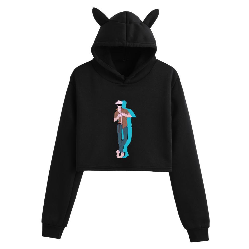 Jujutsu Kaisen Cat Ear Crop Hoodie - Spring Fashion Trend for Girls