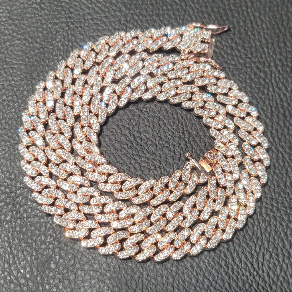 Módní Hip Hop Miami Kubánský Náhrdelník Řetízek Plný Diamantů 9mm 12mm 15mm 20mm 24mm Řetízky s Přívěskem Dlouhé Zapínání Spona Šperky Dárek