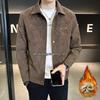 2025 Men's Suede Plush Lapel Jacket - Trendy Spring/Autumn Street Style, High-End & Versatile