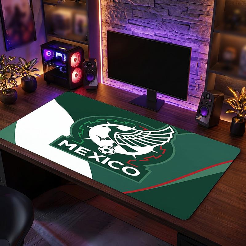 Tappetino per Mouse con Stemma del Calcio Messicano, Tappetino Esteso Antiscivolo in Gomma per Scrivania per Gioco Ufficio Laptop Regalo per Fan