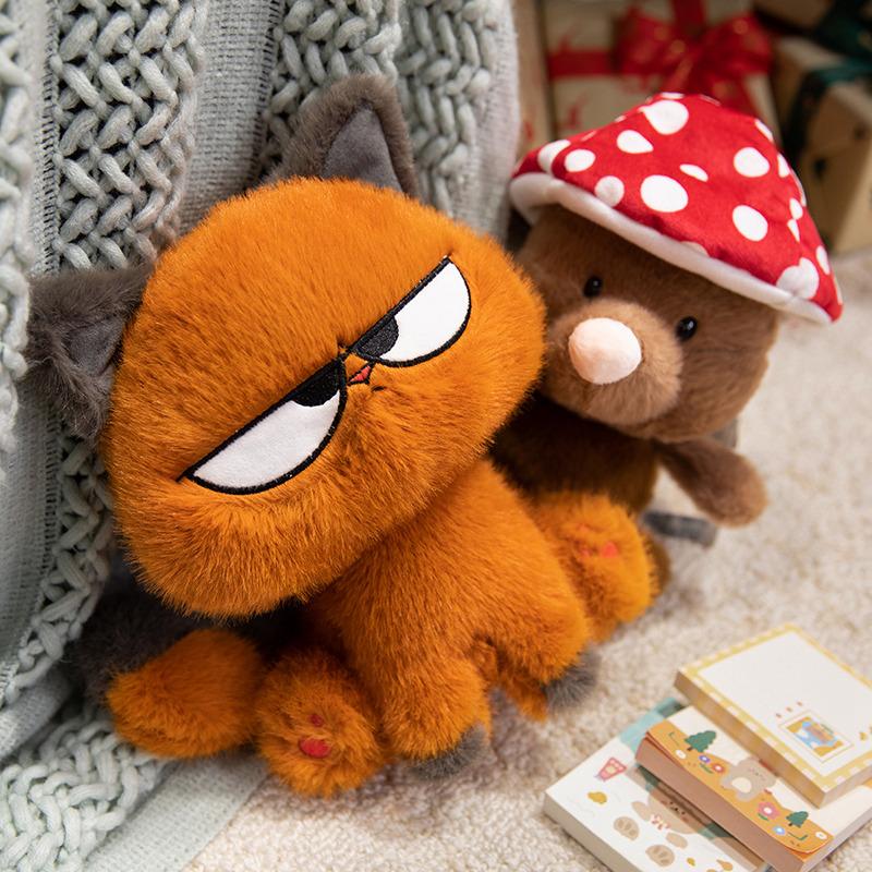 25CM Adorable Orange Cat Plushie Gentle Stuffed Doll Cute And Charming Cartoon Stuffed Animals Playthings Kid Birth Date Spooky Holiday Gifts Home
