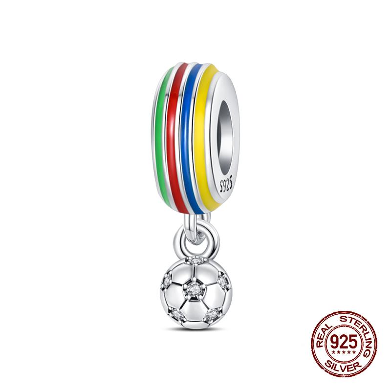 Soccer Sports Copper Football Champion Cup Flag Charms Beads Fit Original Bracelet Fine Diy Souvenir Jewelry