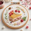 1 Set Cake Embroidery Kit with Hoop Threads Needles Pre-Stamped Dessert Cross Stitch Craft