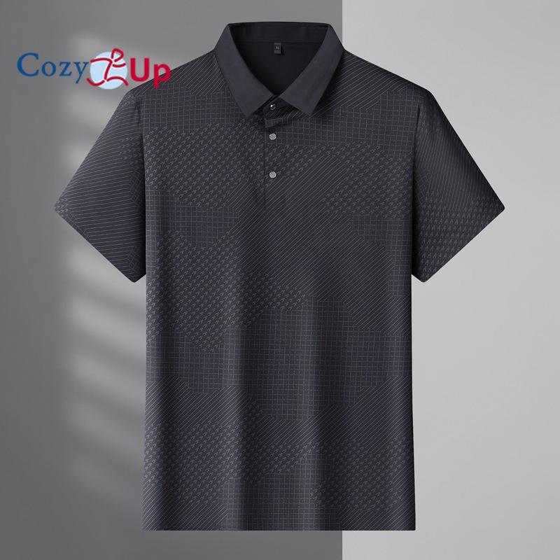 Cozy Up Übergroßes Herren Kurzarm Eisseide Leicht Atmungsaktiv Revers Business Poloshirt