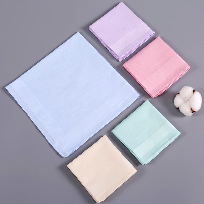 1Pc Hand Towel Female Solid Color Square Handkerchiefs Wedding Party Women's Cotton 40x40CM