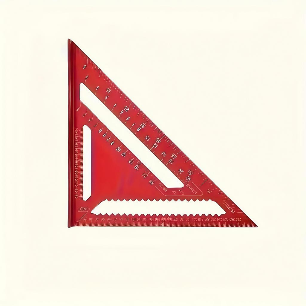 [Precision Ruler] Precision 12-Inch Red Aluminum Alloy Triangle Ruler| Durable Metal Construction, Angle Finder and Metric Scale
