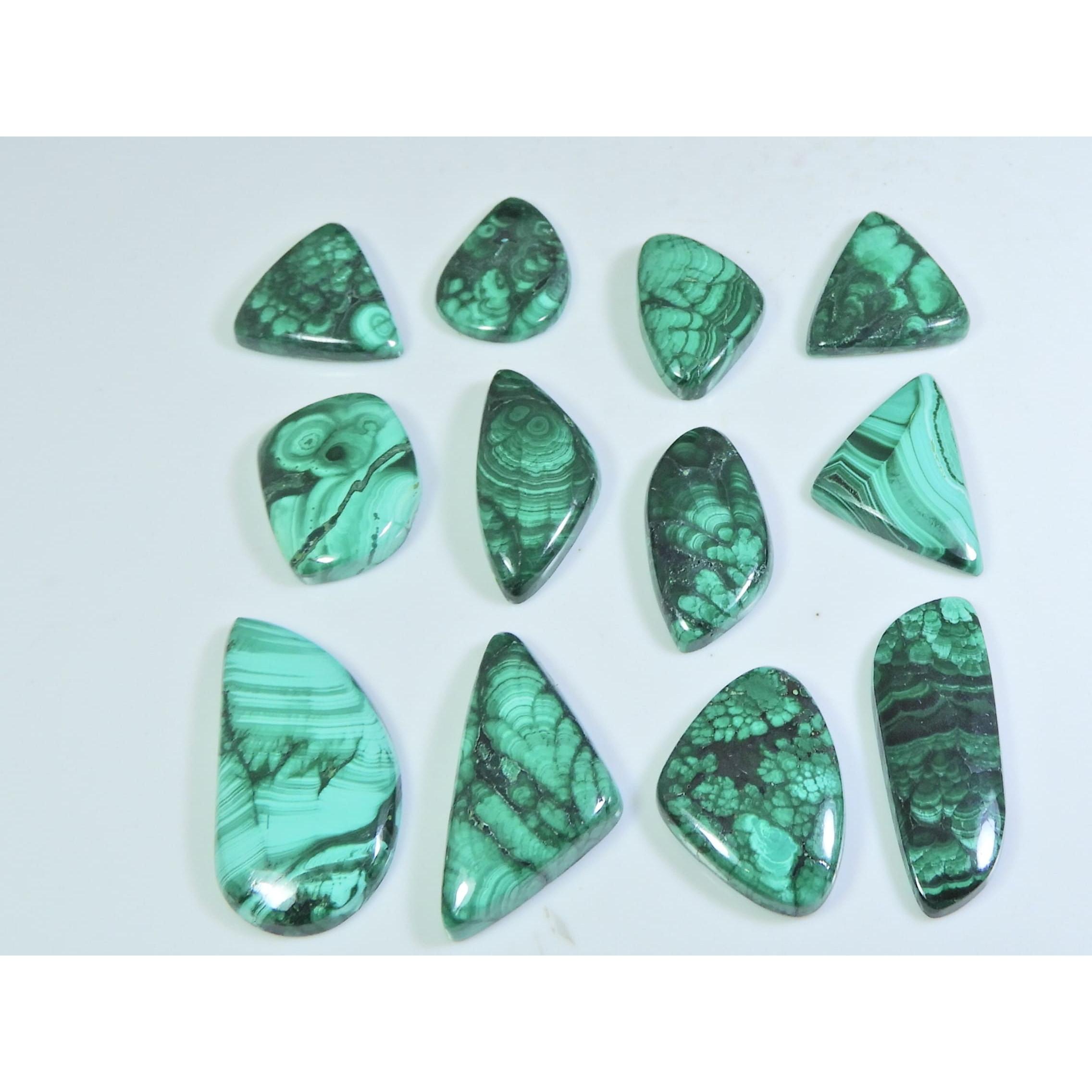 

251Cts. Кольцо из натурального зеленого малахита, размер, фантазийный кабошон, драгоценный камень, лот из 12 шт. C-268