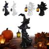 Resin Halloween Ghost Statue with Lantern Spooky Playful Halloween Decoration Faceless Ghost Sculpture Gift for Fireplace Mantel