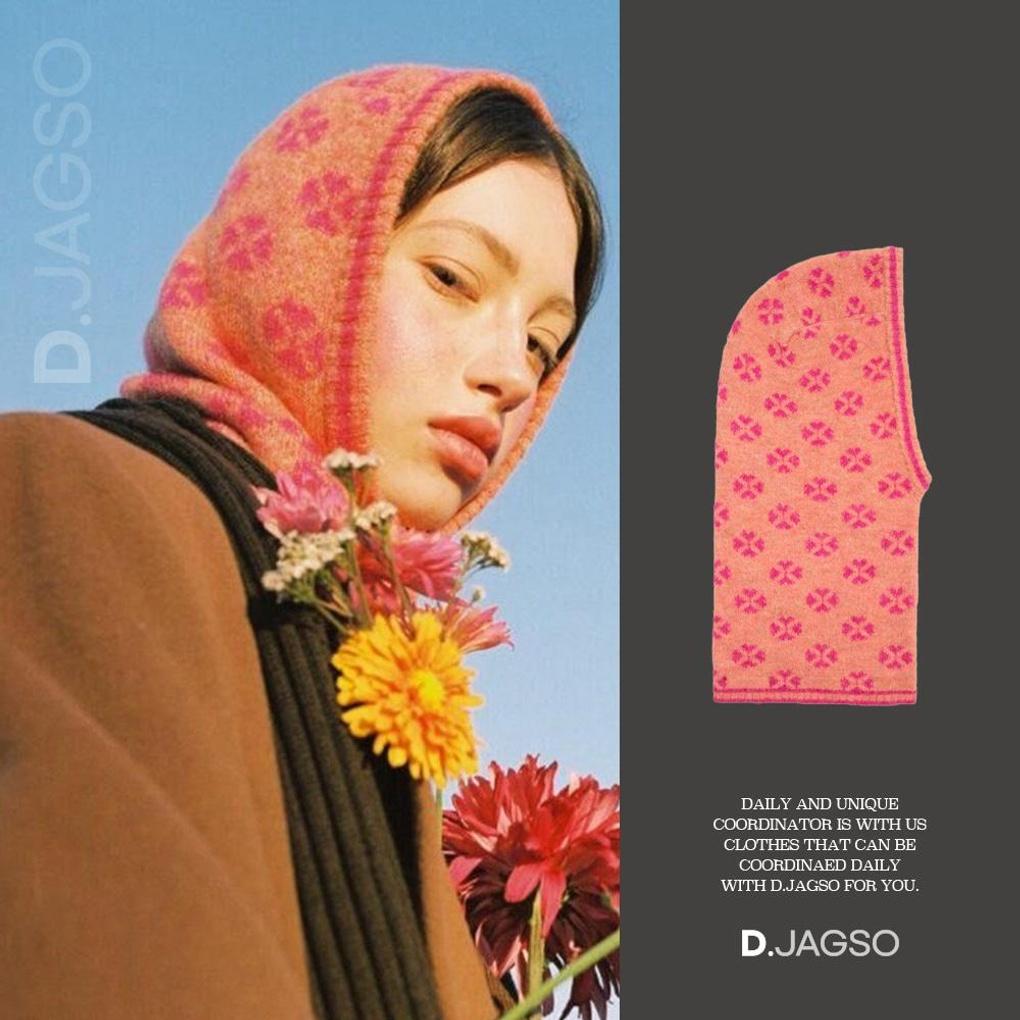 

Women s European Style Clover Balaclava Beanie pink