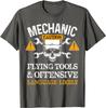 Funny Mechanic Caution Flying Tools And Offensive Language T-Shirt Design T Shirts for Men Cotton Tops Shirts Hip Hop Funny