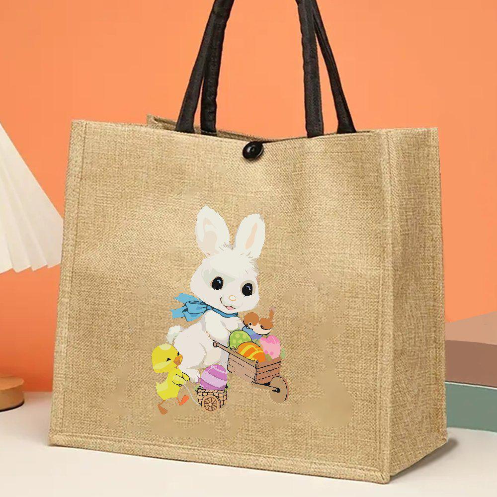 Charming Easter Burlap Gift with Cute Rabbit Pattern – Humorous and Stylish