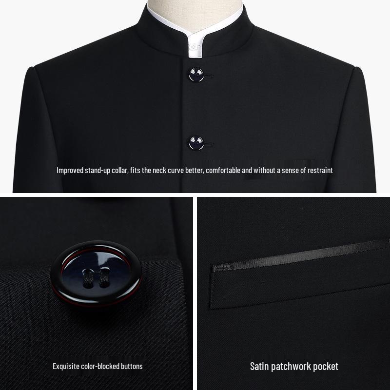 Abito Zhongshan da uomo slim fit: Collo alla coreana Stile Tang per Matrimoni e Banchetti