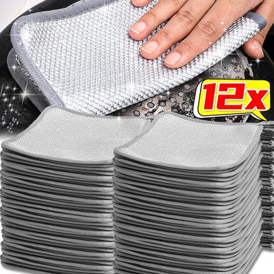 Lot de 1/12 chiffons à vaisselle épais en fil d'argent à trois couches, à suspendre, pour nettoyer les casseroles et les plats, outils de cuisine
