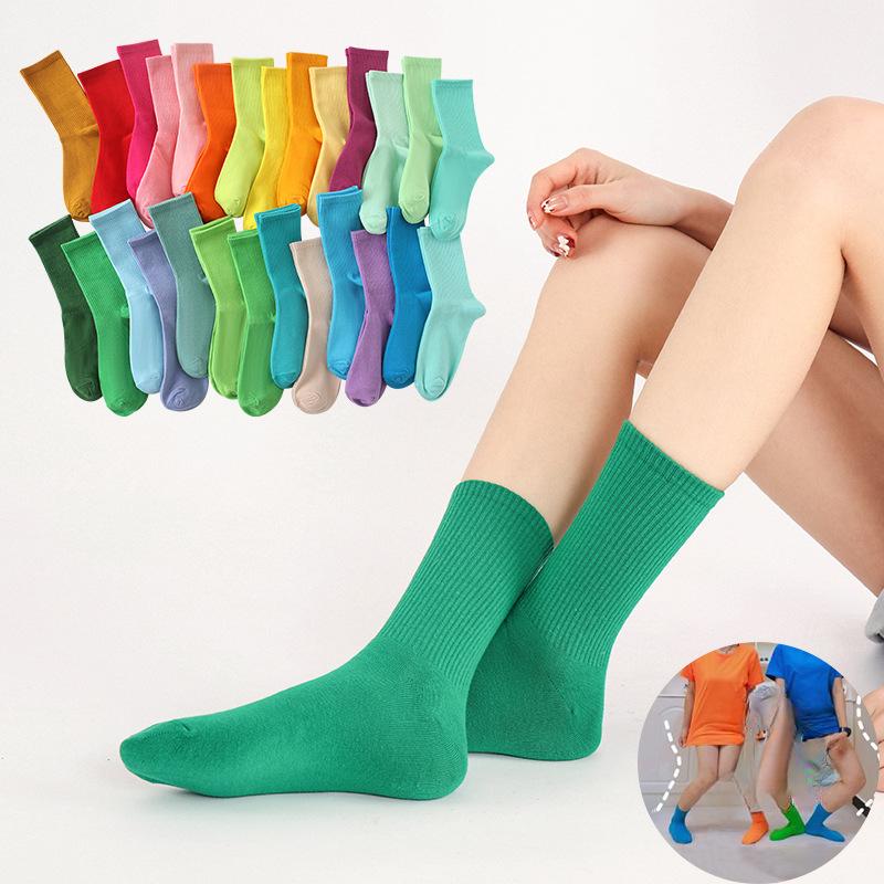

Female Spring and Autumn Thin Style Pure Color Candy Color Movement In The Tube Pile Socks 1 pair