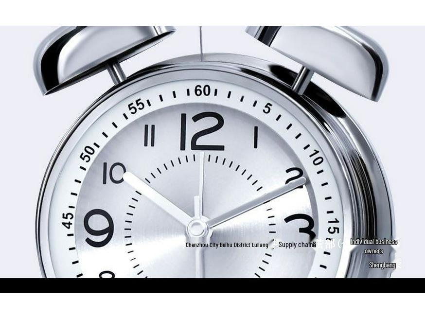 Luminous Silent Metal Ringing Alarm Clock for Student Dormitory or Children's Room, Rechargeable with Snooze Feature