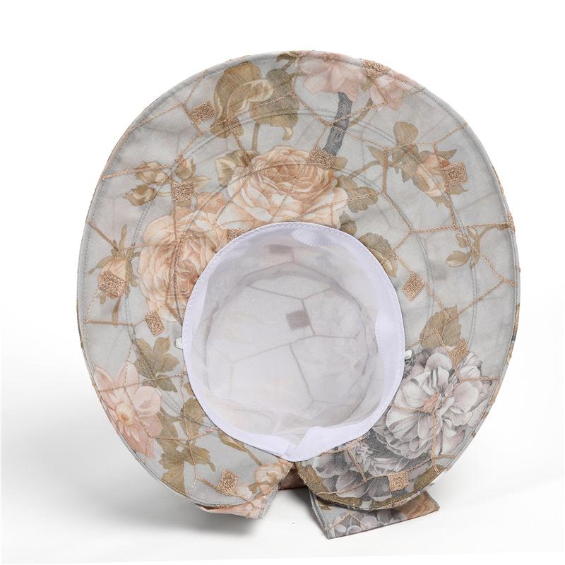Mesh Flower Streamer Sun Hat Flower Print Breathable Bucket Hats Spring Summer Casual Sunshade Hats for Women